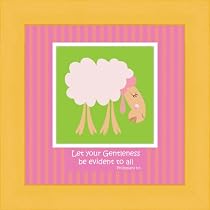 Framed Lamb Picture - Let your Gentleness be evident to all. Philippians 4:5 - 10 X 10