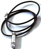 Men's Cylinder Pendant with Inlaid Black Resin and 1 Diamond and 20 Ball Chain by Hot Diamonds Sterling Silver
