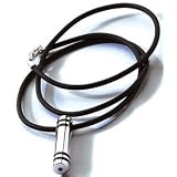 Mens Cylinder Pendant with Inlaid Black Resin, 1 Diamond and 20 inch Ball Chain by Hot Diamonds, Sterling Silver