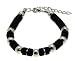 Mens Surf Surfer Metal & Black Bead Beads Bracelet Wristband - A