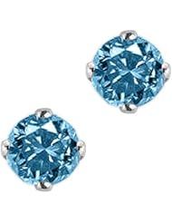 1/2 ct. Blue - SI2 / I1 Round Brilliant Cut Diamond Earring Studs in 14K White Gold
