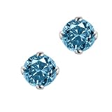 1 2 ct. Blue - I1 Round Brilliant Cut Diamond Earring Studs in 14K White Gold