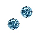 1 2 ct. Blue   I1 Round Brilliant Cut Diamond Stud Earrings in 14K White Gold