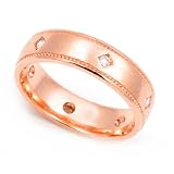 14k Rose Gold Bezel set Diamond Semi Eternity Milgrain Wedding Band Ring (G-H/SI, 1/10 ct.)