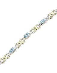 14kt Yellow Gold Oval Aquamarine and Diamond Bracelet
