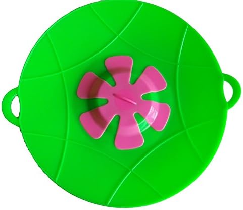 Silicone Pan Stew Pot Stockpot Lid Professional Cookware Kitchen Utensils Easy Multi Universal Large Stewpot Lids for Steam Cooking Pots and Pans Casserole Cover Curing Top Size 11.4" inch 29 cm GREEN (Flower Color Vary)