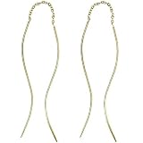 18kt Gold Over Sterling Silver Wavy Bar Thread Earrings