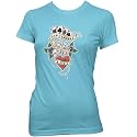 Don't Gamble With Love Tattoo Ladies Fine Jersey T-Shirt, Aqua, 2XL