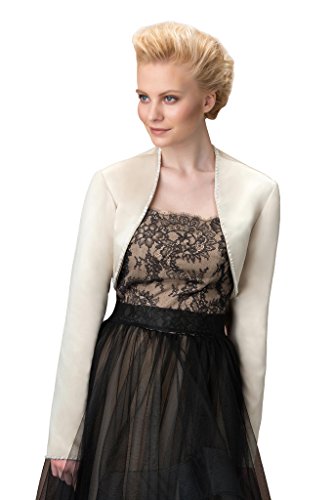 CLOCOLOR Women's Satin Bolero Party Jacket Long Sleeves Wraps Shrug Stole