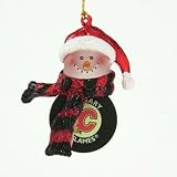SC Sports Calgary Flames 3" Striped Snowman Puck Ornament 6-Pack