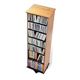 Oak Finish Two Sided Spinner Media Tower By Prepac Furniture
