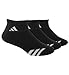 adidas Youth Striped 3-Pk Quarter sock, Black/White, Medium (Shoe Size 13-4)