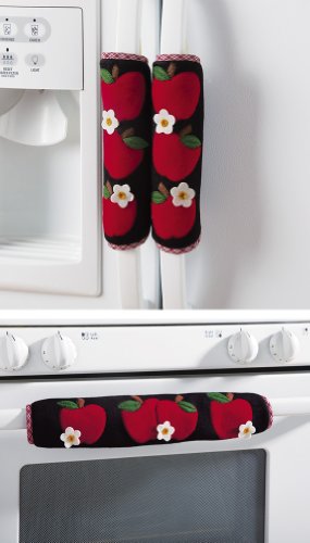 Set Of 3 Kitchen Appliance Handle Covers W/ Apple Design By Collections Etc
