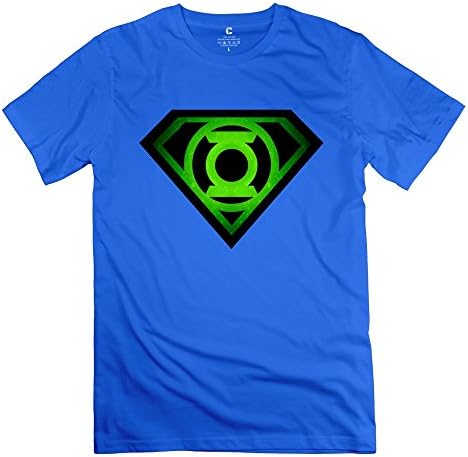 ROCRO Men's The Bing Bang Theory Sheldan Superman Glowing Green Lantern Shield Tee Shirts M RoyalBlue