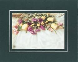 Beautiful Blank 11 x 14 with 8 x 10 Inc Opening Frameable Floral Wedding Note Card on Double Beveled Matting