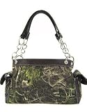 Camouflage Satchel Purse Brown Trim Camo Chain Straps