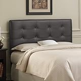 Tufted Leather Headboard in Black Size: Full