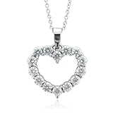 14k White Gold Heart Natural Diamond Necklace (G, SI2, 0.50 cttw) Certificate of Authenticity