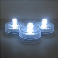 LED Lights: TBC Submersible Battery Operated LED White Lights Great Vase Filler with Gem Stones, River Rocks & Flowers Each with LED Lithium Battery Included PLUS Extra 3V Replacement LED Batteries. Round 1' Dia. Re-usable Small LED Decor Lights.
