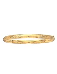 14K Yellow Gold 07" 5.0mm Flourentine Round Domed Classic Bangle With Clasp
