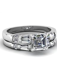 certified 1.60 ct asscher cut diamond wedding engagement anniversary bridal ring set band