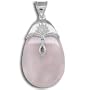 Sterling Silver Rose Quartz, Rainbow Moonstone, and Pink Tourmaline Pendant by Sajen