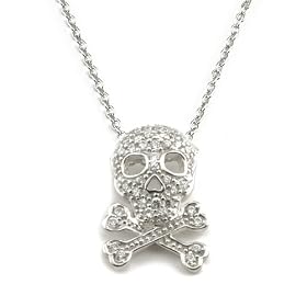 Sterling Silver Cubic Zirconia Skull & Cross Bones Pendant