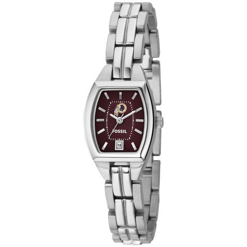 Washington Redskin Wrist Watch : Fossil Washington Redskins Ladies Stainless Steel Analog Cushion Watch