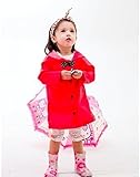 SAMYO プレミアム キッズ レインコート レインウェア リボンが可愛い カッパ 子供用 SM-0598 (M, レッド)