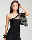 One Shoulder Crochet Sleeve Top