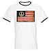 Artsmith, Inc. Ringer T-Shirt Worn US Flag Peace Symbol