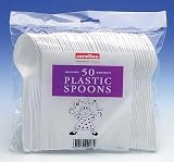 50 x Plastic SPOONS - Strong Disposable Cutlery