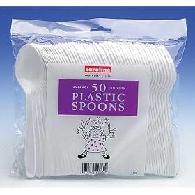 50 x Plastic SPOONS - Strong Disposable Cutlery