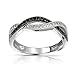 Bling Jewelry Sterling Silver White and Simulated Onyx CZ Pave Twist Infinity Band Ring