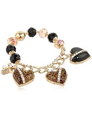 Betsey Johnson "Lovely Leopard" Heart Half-Stretch Bracelet, 7.5"