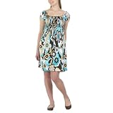 Mossimo Black: Smocked Top Dress - Brown/ White/ Aqua