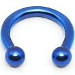 10 Gauge Cobalt Blue Grade 5 Titanium Horseshoe Circular Barbell