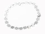 Sterling Silver Flower Link Anklet