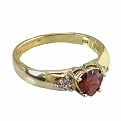 10K Yellow Gold Heart Shaped Garnet and Diamond Accent Ring