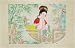 Chinese Lady Sitting by Window, Vintage Oriental Watercolor Painted on Silk
