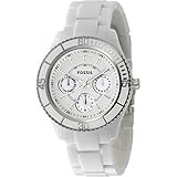 IMAGE OF Fossil Women's ES2540 White Resin Bracelet White Analog Dial Multifunction Watch