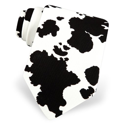 Men's Cow Animal Print Microfiber Tie by The American Necktie Company in Black