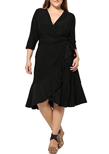 Plus Size Vintage Wrap Empire Waist Dress For Women