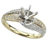 14K Two Tone Gold Diamond Semi Mount Engagement Ring