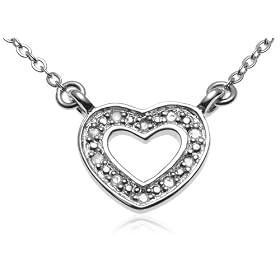 Sterling Silver Children's Diamond-Accented Heart Pendant, 14"