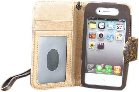 Giffshop Wallet Leather Case for I5/5s Luxury Flip Cover for Iphone 5/5s Pouch with Credit Card Slot Brown Color (No.1)