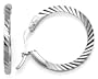 Sterling Silver Round Diamond-Cut Hoop Earrings