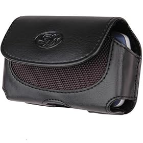 SAMSUNG M520 Black Horizontal Premium Leather Pouch Case With Belt Clip And Belt Loops ...Plus FREE Neck Strap / Lanyard!!!