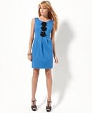 Kensie Dress, Sleeveless Ruffled Flowers Jacquard Sheath Black 6
