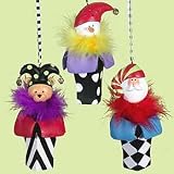 Wiggly Black & White Pop Art Teddy Bear Jester Christmas Ornament